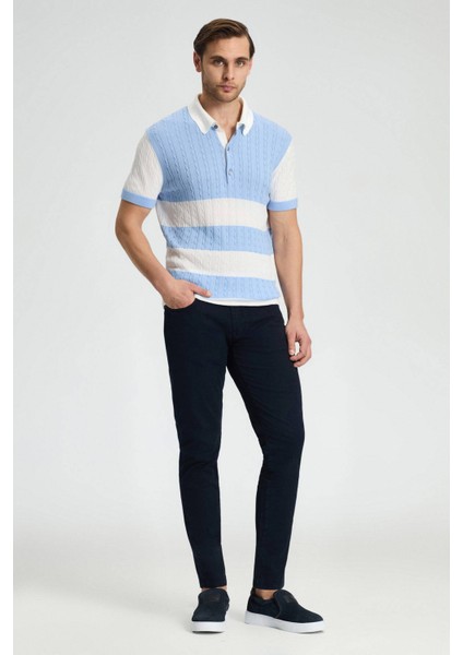 Pamuk Karışım Slim Fit 5 Cep Lacivert Chino Pantolon fırsatları