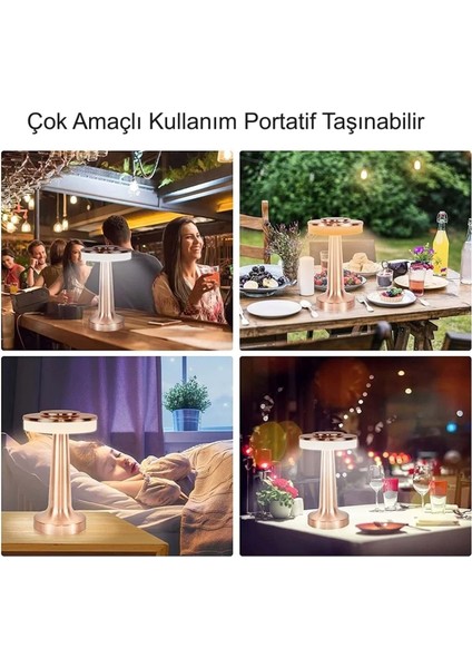 Retro Şarjlı Dekoratif Dokunmatik Metal Masa Lambası 3 Renk Mod Dim Edilebilir fırsatları
