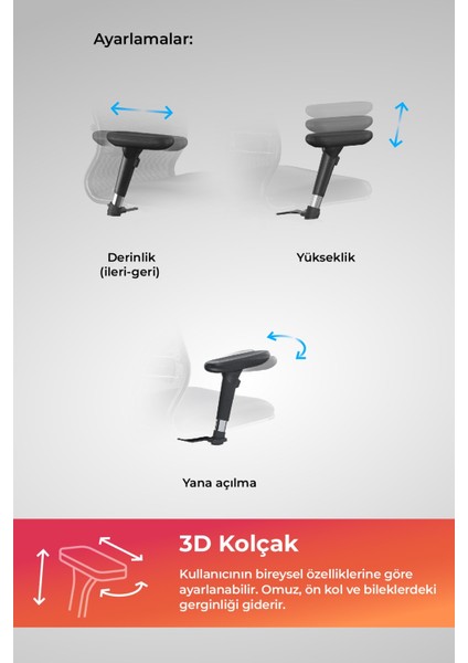 Ergolife Fileli ve Deri Yönetici Koltuğu - Ofis Sandalyesi 1F6.7.1.544 / 0010460 - Siyah