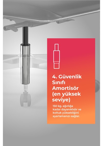 Ergolife Fileli ve Deri Yönetici Koltuğu - Ofis Sandalyesi 1F6.7.1.544 / 0010460 - Siyah