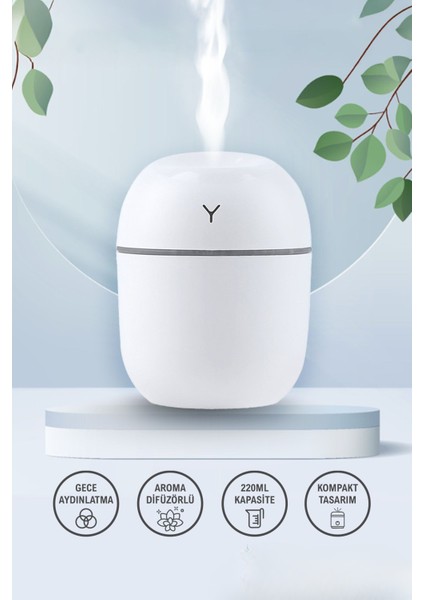 Hava Nemlendirici 220ML LED Işıklı Aroma Difizörü H2O TP-1021