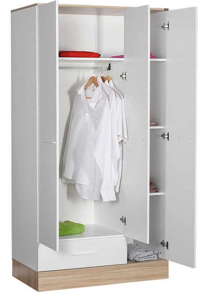 Adore Base Genç Odası 3 Kapılı Tek Çekmeceli Gardırop-Italyan Meşe / Beyaz indirimleri