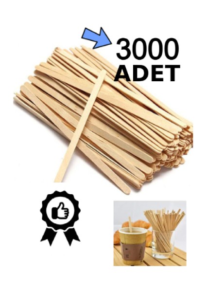 3000 Adet Tahta Ahşap Karıştırıcı Çay Kahve Kaşığı Kaşık Karıştırma Çubuğu