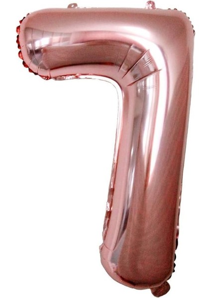 7 Rakam Rose Gold Altın Folyo Balon 34 Inç Ithal Rose Gold Renk Doğum Günü ve Parti Balonu