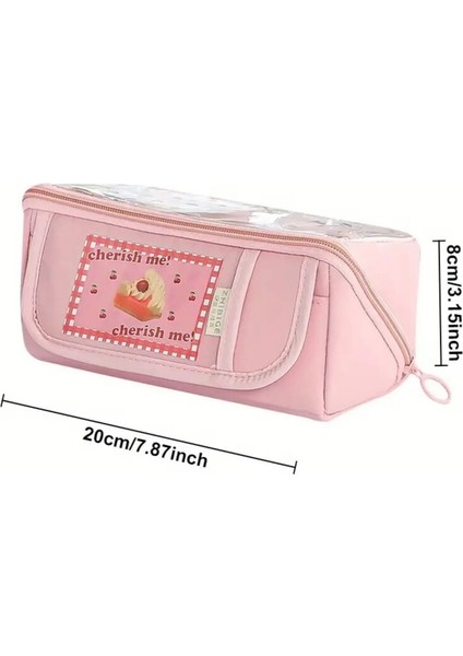 Pembe Yaklaşık 80 Kalem Kapasiteli Kızlar Için Şeffaf Katmanlı Kalem Kutu 1 Adet fiyatları