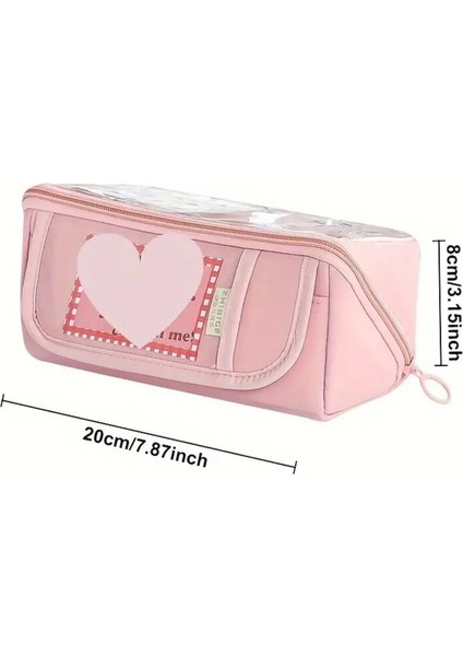 Pembe Yaklaşık 80 Kalem Kapasiteli Kızlar Için Şeffaf Katmanlı Kalem Kutu 1 Adet modelleri