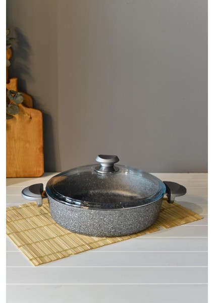 Granit Basık Tencere 24 cm Gri