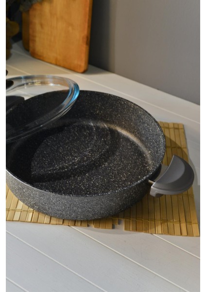 Granit Basık Tencere 24 cm Gri