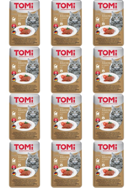 Pate Kümes Hayvanlı ve Domatesli Yetişkin Kedi Konservesi 100GR - 12 Adet