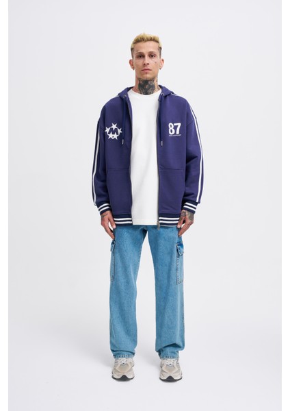 Erkek M Star Logo Lacivert Zip Jacket