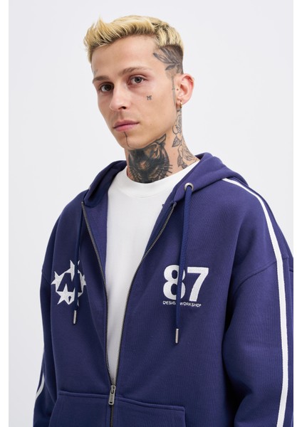 Erkek M Star Logo Lacivert Zip Jacket indirimleri
