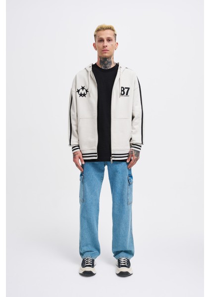 Erkek M Star Logo Gri Zip Jacket