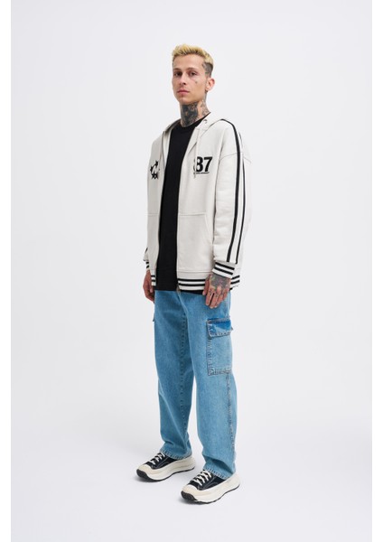 Erkek M Star Logo Gri Zip Jacket