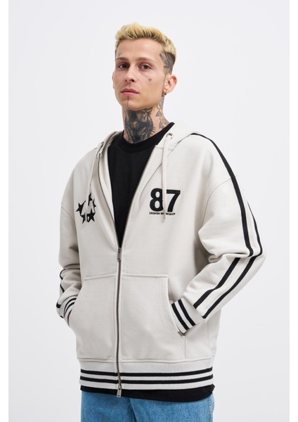 Erkek M Star Logo Gri Zip Jacket
