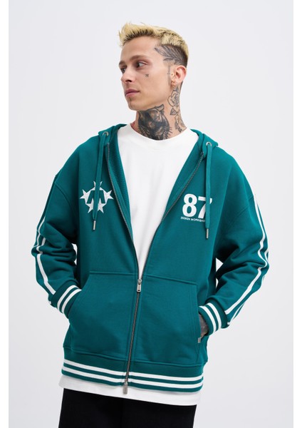 Erkek M Star Logo Petrol Yeşili Zip Jacket fırsatları