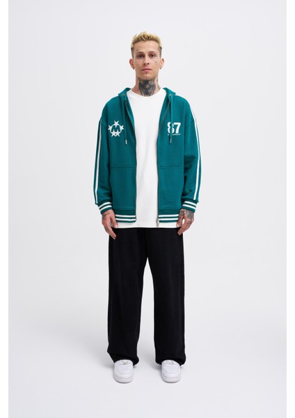 Erkek M Star Logo Petrol Yeşili Zip Jacket