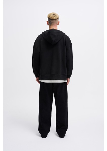 Erkek M Logo Siyah Zip Jacket