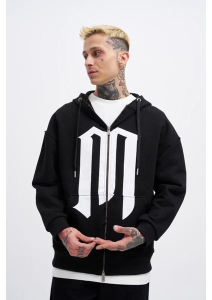 Erkek M Logo Siyah Zip Jacket