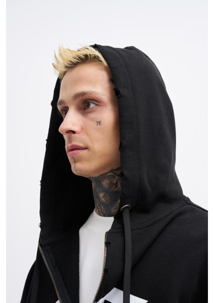 Erkek M Logo Siyah Zip Jacket