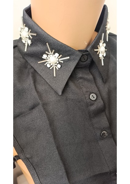 Sahte Gömlek, Yakalık, Kravat Yakalığı, Yarım Gömlek, Vintage Kristal - Dantel Işlemeli Bluz Yaka indirimleri