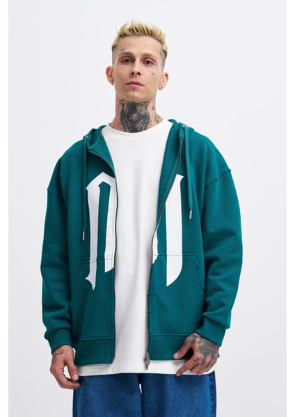 Erkek M Logo Petrol Yeşili Zip Jacket modelleri