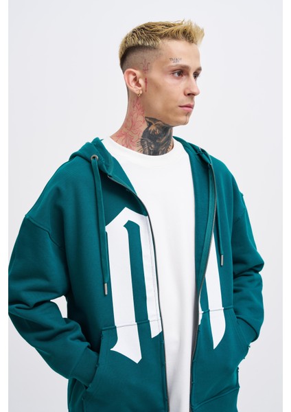 Erkek M Logo Petrol Yeşili Zip Jacket indirimleri