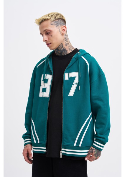 Erkek 87 Aplique Petrol Zip Jacket