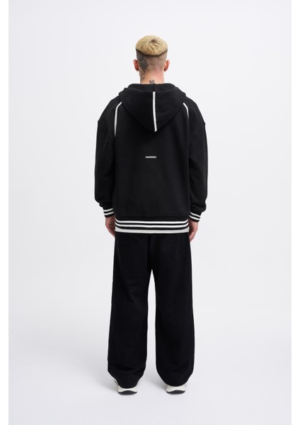 Erkek 87 Aplique Siyah Zip Jacket