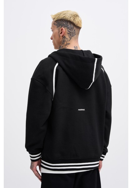 Erkek 87 Aplique Siyah Zip Jacket