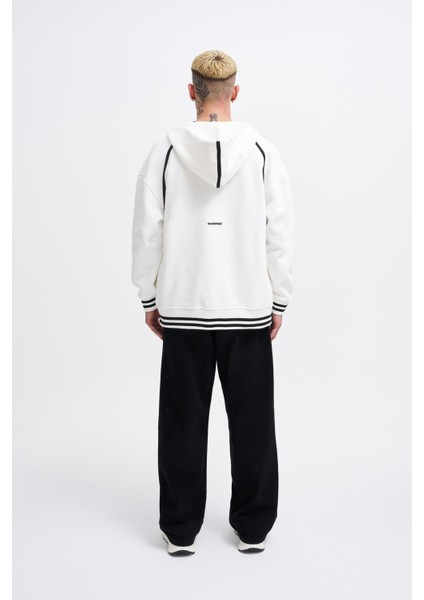 Erkek 87 Aplique Ekru Zip Jacket
