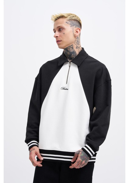 Erkek Embroidered Detailed Polo Ekru Black Sweatshirt fiyatları
