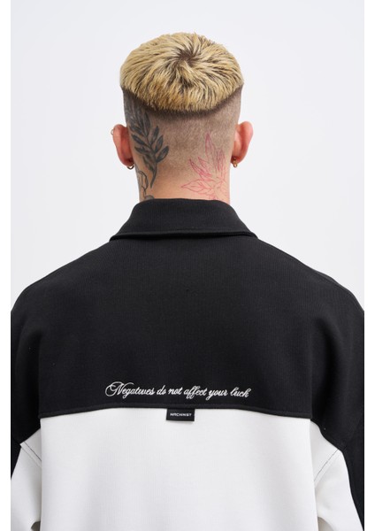 Erkek Embroidered Detailed Polo Ekru Black Sweatshirt fırsatları