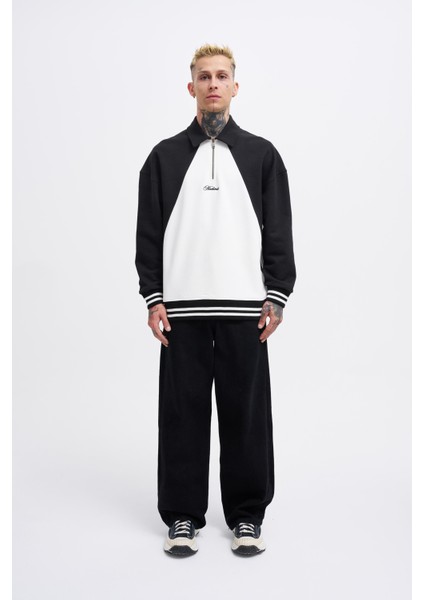 Erkek Embroidered Detailed Polo Ekru Black Sweatshirt indirimleri