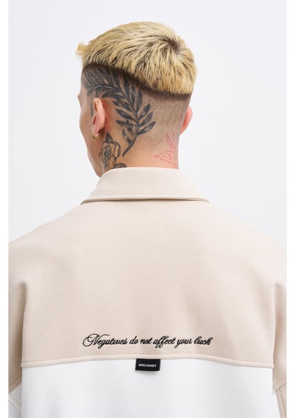 Erkek Embroidered Detailed Polo Ekru Sweatshirt-Soft Beıge fırsatları
