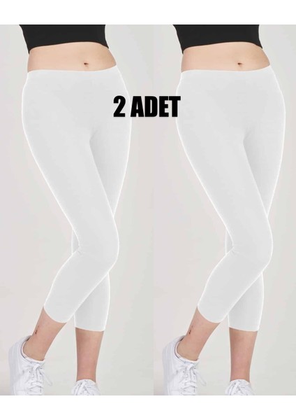2'li Paket Kadın Modal Klasi̇k Kapri̇ Boy Ince Likralı Tayt