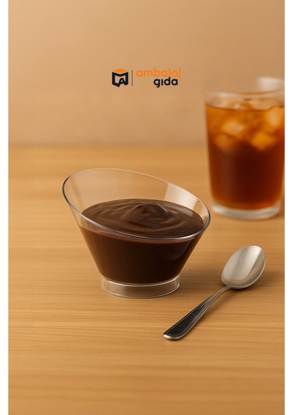 Asimetrik Tatlı Kase Kapağı 220 cc - 30 Adet Tatlı Magnolia Profiterol Tiramisu SADECE KAPAK