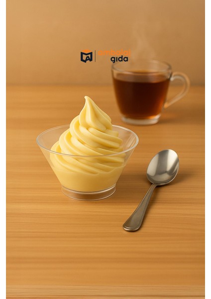 Asimetrik Tatlı Kase Kapağı 220 cc - 30 Adet Tatlı Magnolia Profiterol Tiramisu SADECE KAPAK