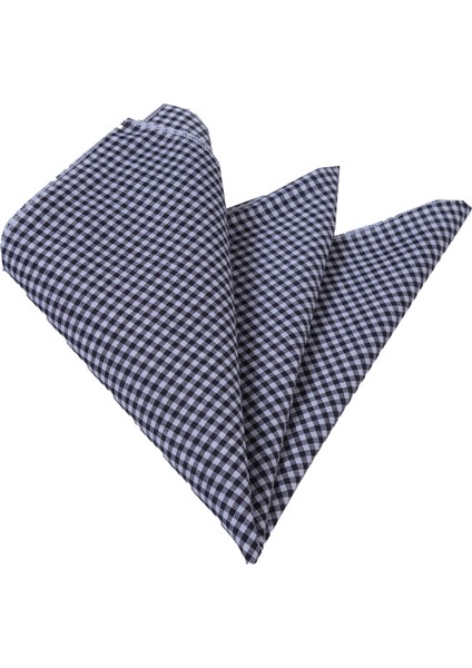 Siyah Beyaz Potikareli Pamuk Cep Yaka Mendili