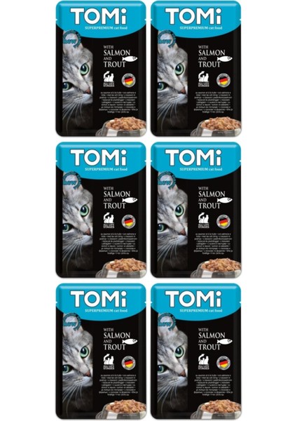 Pouch Somon ve Alabalıklı Yetişkin Kedi Konservesi 100GR - 6 Adet