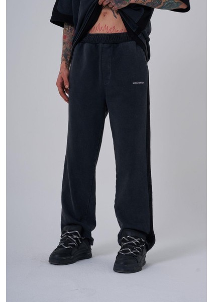 Erkek Yıkamalı Contrast Baggy Asphalt Eşofman Altı