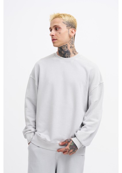 Erkek Yıkamalı Oversize Ghost Sweatshirt