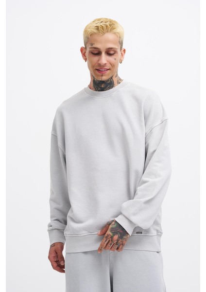 Erkek Yıkamalı Oversize Ghost Sweatshirt