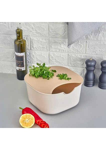 5 Parça Çok Amaçlı Set-Karıştırma Kabı,süzgeç,kesme Tahtası Limon ve Narenciye Sıkacağı Seti