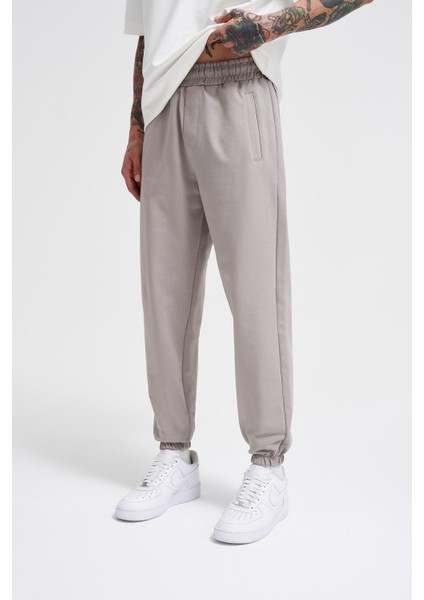 Basic Regular Bel Paça Lastikli 3 Cepli Jogger Eşofman Altı Ice Gri