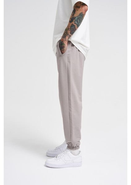 Basic Regular Bel Paça Lastikli 3 Cepli Jogger Eşofman Altı Ice Gri