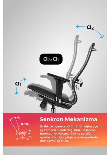 Ergolife Synchrosit 10 Ergonomik Ofis Sandalyesi | Tekerlekli, Fileli Öğrenci Sandalyesi-211.D.1.3E3 modelleri