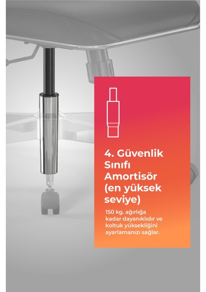 Ergolife Synchrosit 10 Ergonomik Ofis Sandalyesi | Tekerlekli, Fileli Öğrenci Sandalyesi-211.D.1.3E3