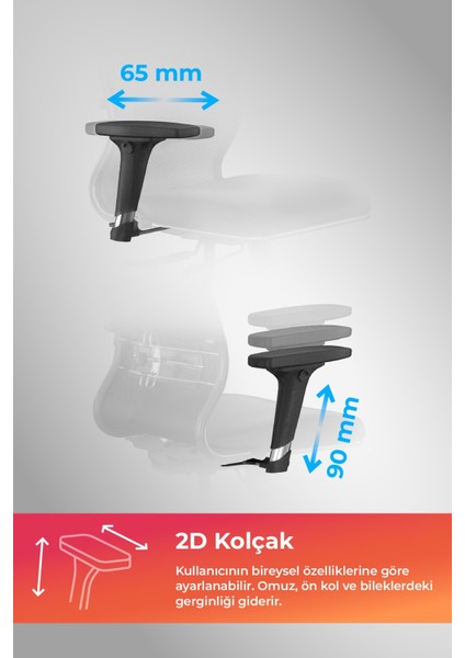 Ergolife Synchrosit 10 Ergonomik Ofis Sandalyesi | Tekerlekli, Fileli Öğrenci Sandalyesi-211.D.1.3E3