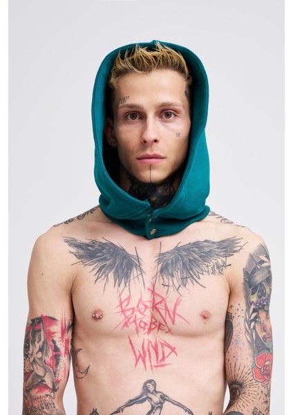 Erkek Basıc Oil Green Hoodie