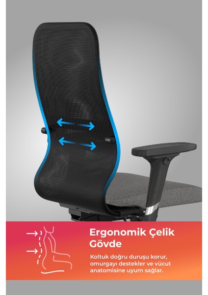 Ergolife Synchrosit 8 Ergonomik Ofis Sandalyesi | Tekerlekli, Fileli Öğrenci Sandalyesi -297.D.1.2F3 fiyatları